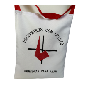 Morral de tela con logotipo de Encuentros